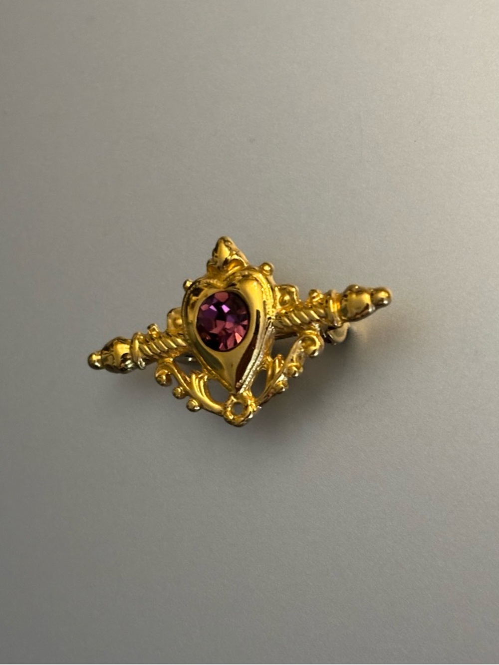 Royal heart Brooch with Purple Crystal Accent